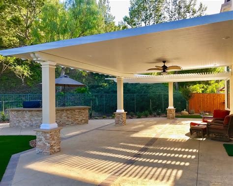 fabricate an aluminum cover over outdoor grill area|aluminum backyard cover installation.